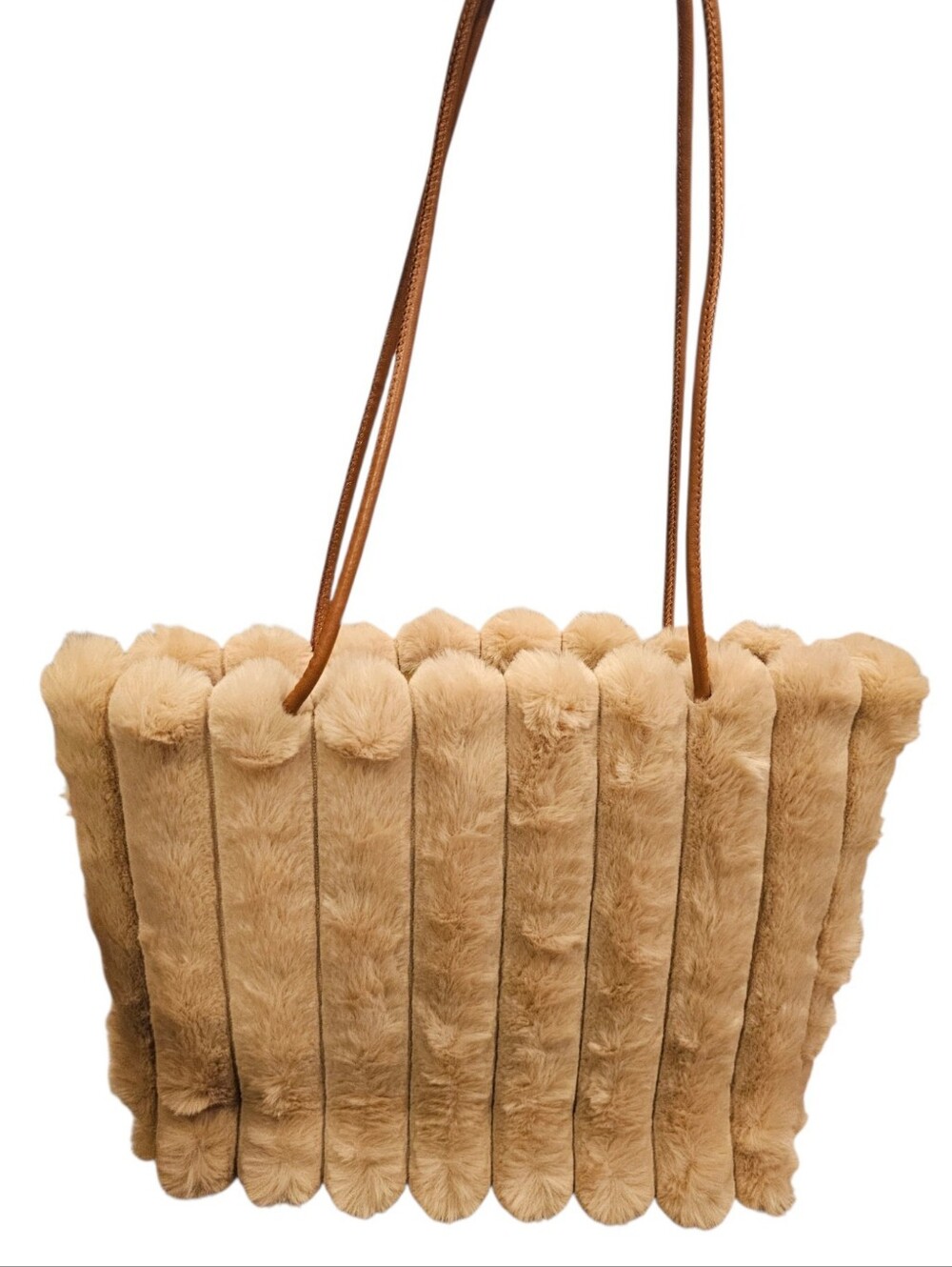 Prada Tan Faux-Fur Quilted Tote Bag - Picture 3 of 9